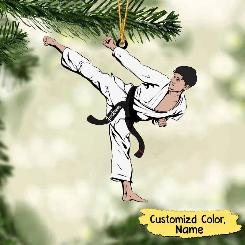 Personalized Karate Side Kick Ornament