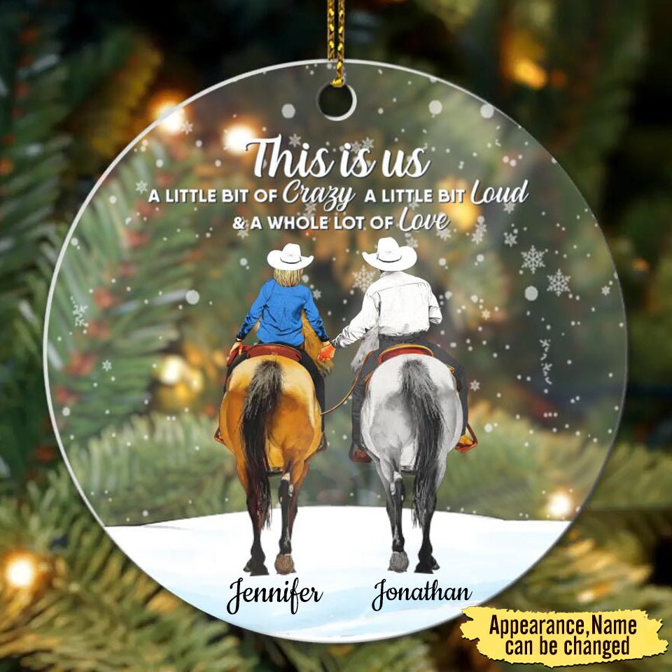 Personalized Riding Horse Aluminum Circle Ornament-Gifts For Couple