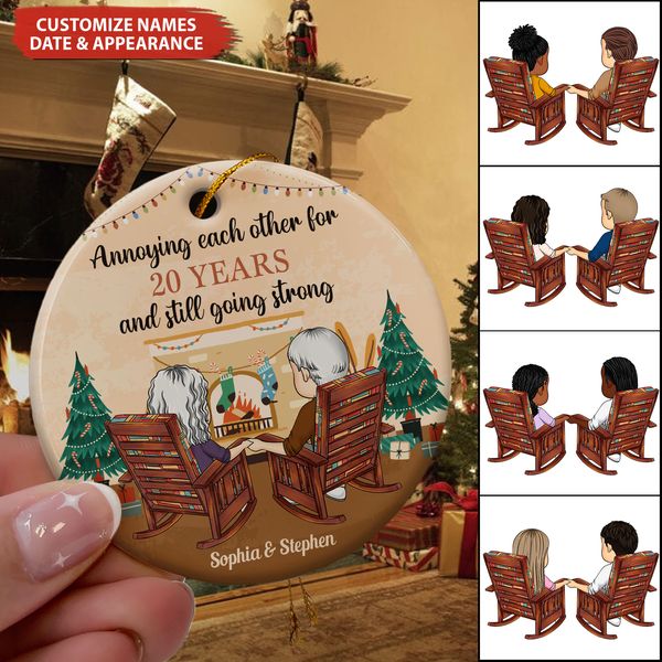Annoying Each Other - Personalized Ceramic Ornament - Christmas, New Year Gift For Couples, Husband, Wife, Lovers