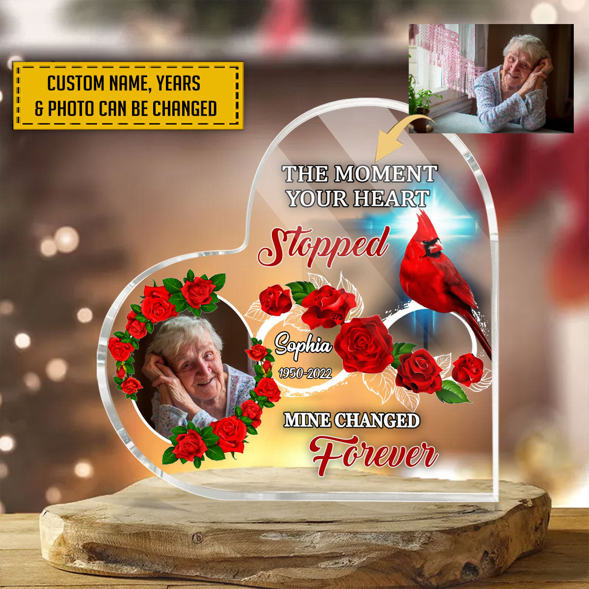 Customized Photo Memorial Gift Personalized Heart-Shaped Acrylic Plaque