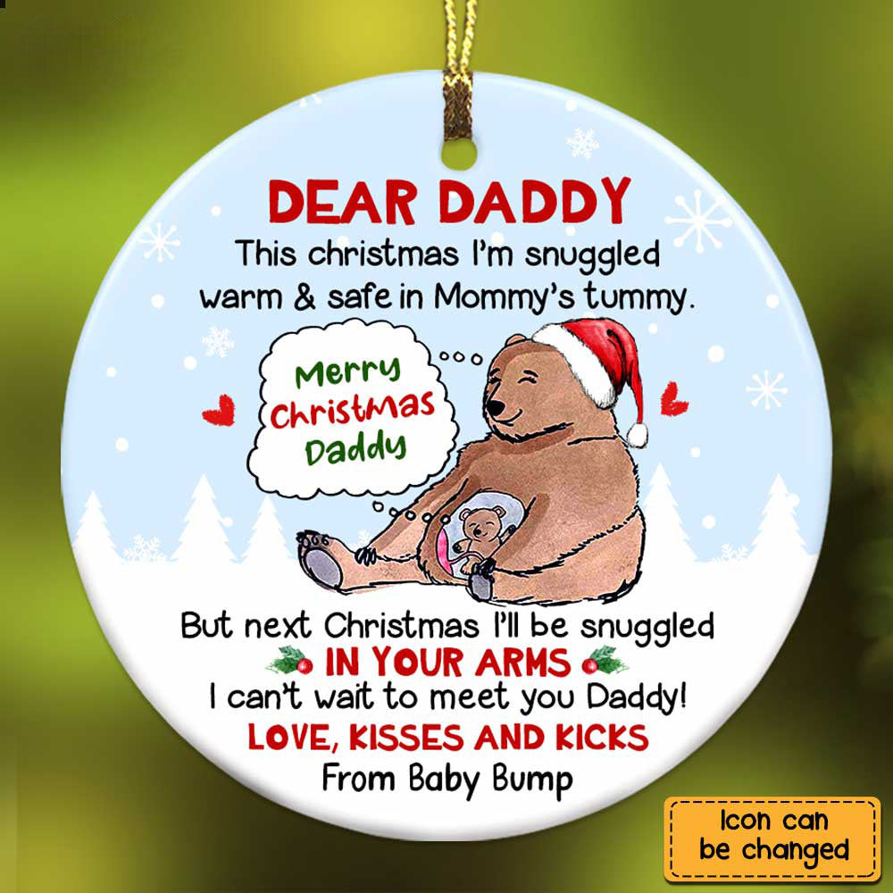 Animal Christmas Dad To Be From The Bump Circle Ornament
