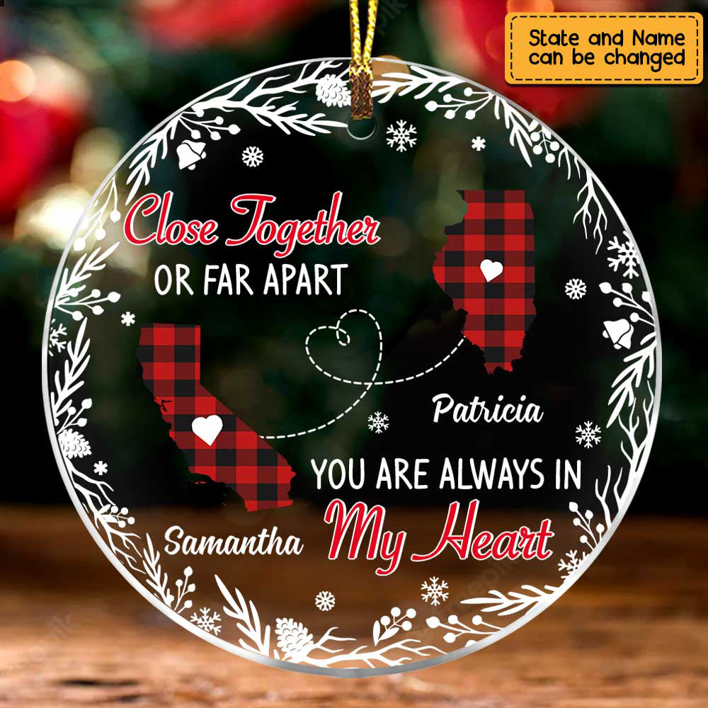 Close Together Long Distance Christmas Circle Ornament