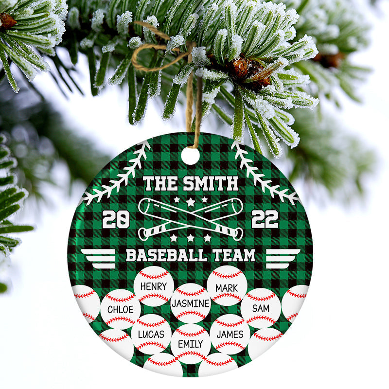 Baseball Team - Christmas Gift For Family - Personalized Custom Circle Ceramic Ornament