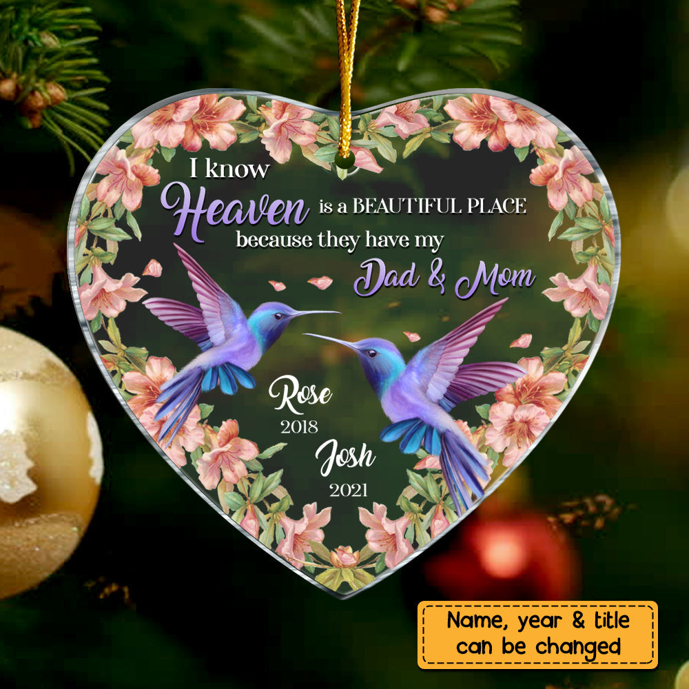 Heaven Is A Beautiful Place Memo Hummingbird Heart Ornament
