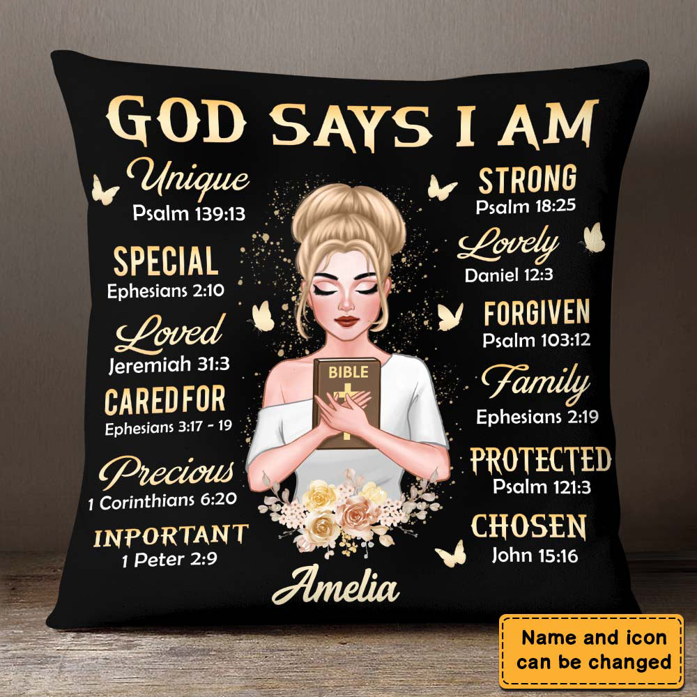 Gift For Daughter God Says I Am Bible Verses Pillow
