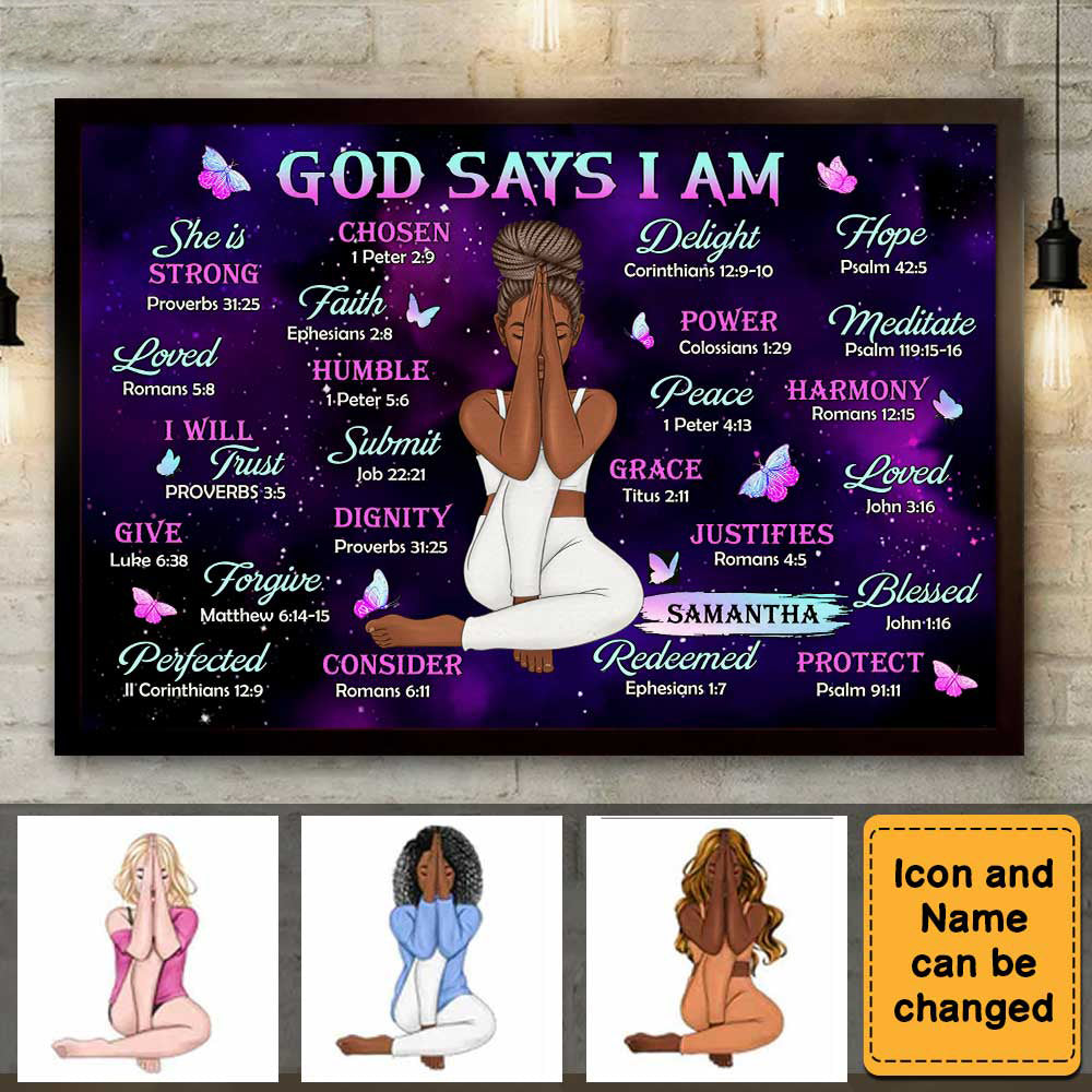 Daughter God Says I Am Bible Verses Poster