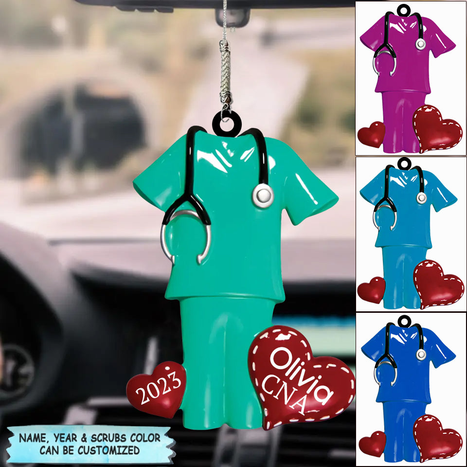 Personalized Car Hanging Ornament - Gift For Nurse - Nurse Scrubs