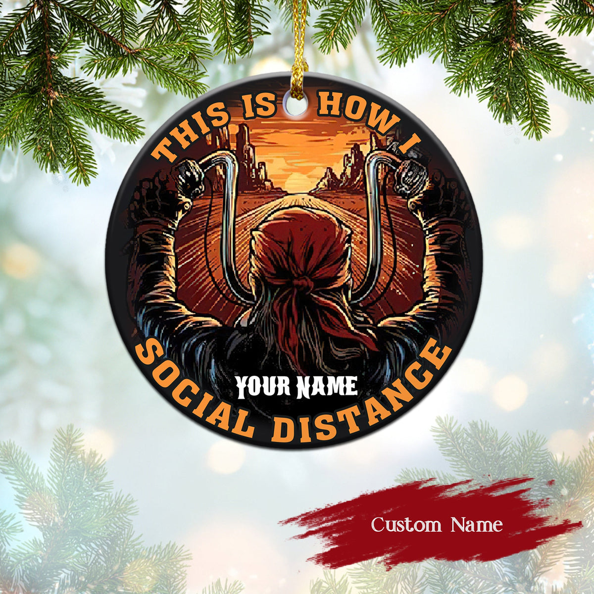 Personalized This Is How I Social Distance Ceramic Ornament