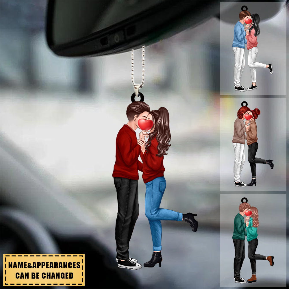 Couple Hugging And Kissing - Personalized Ornament