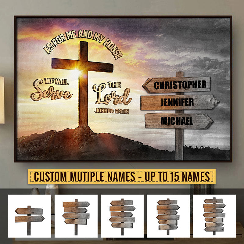Personalized Christian Family Serve The Lord Custom Poster