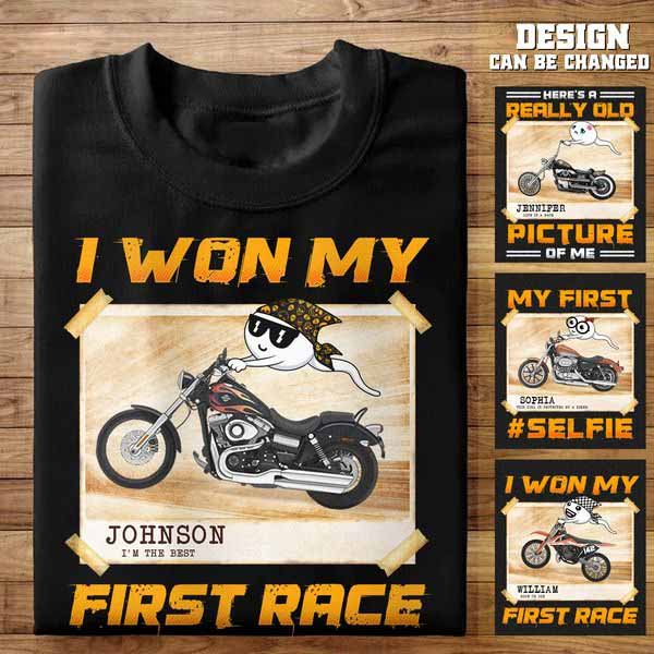 Personalized Racing T-shirt - Gift For Motorcycle Lover - I Won My First Race