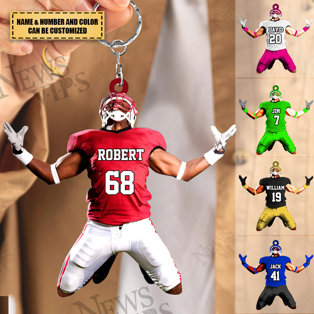 Personalized Proud American Football Player Acrylic Keychain For Football Player
