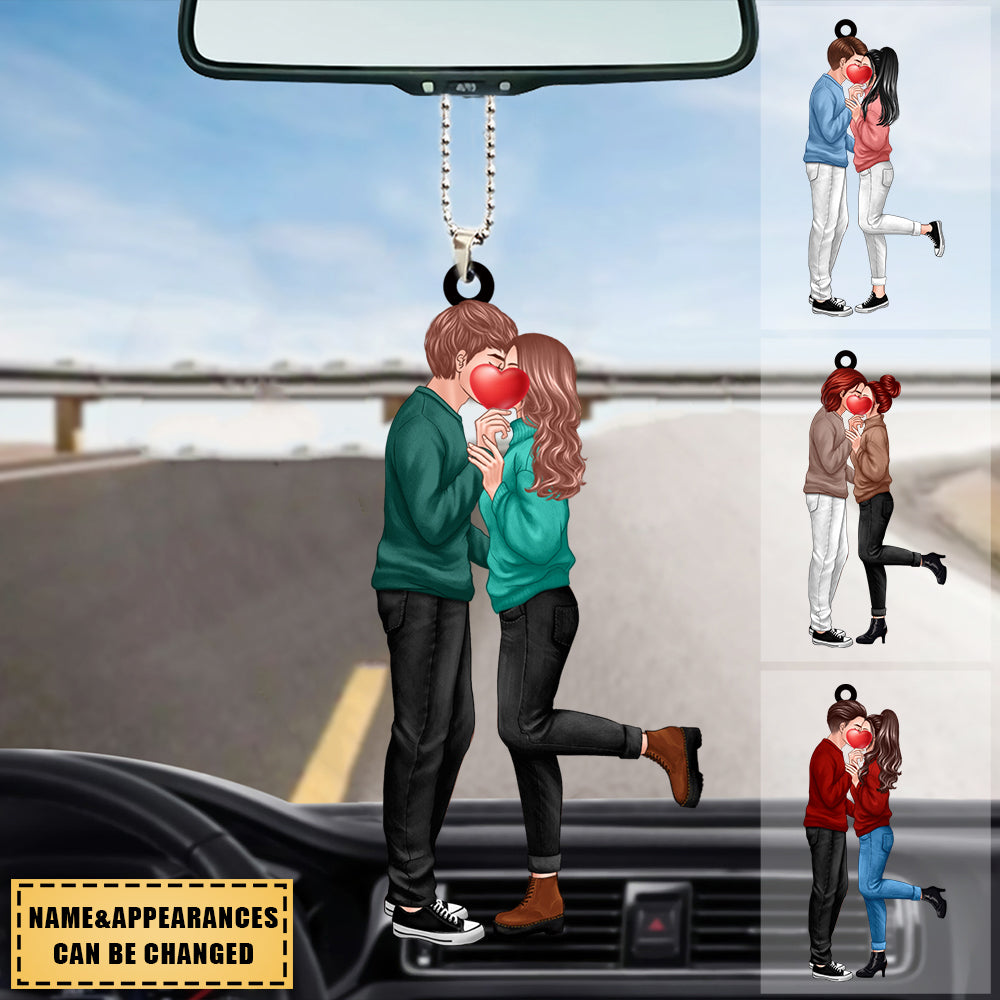 Couple Hugging And Kissing - Personalized Ornament