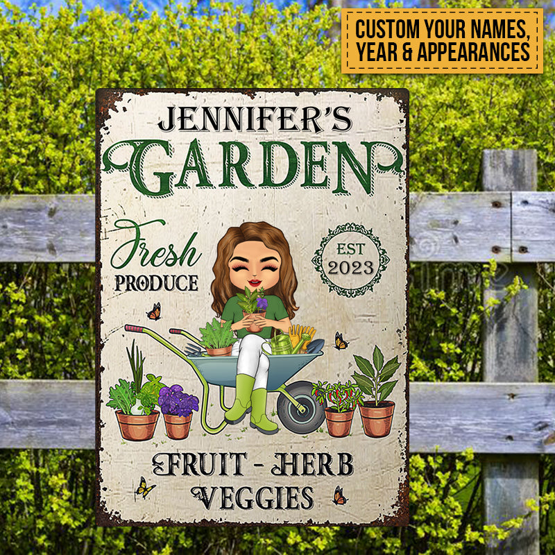 Garden Fresh Produce Herb & Veggies - Gift For Mother - Personalized Custom Classic Metal Signs