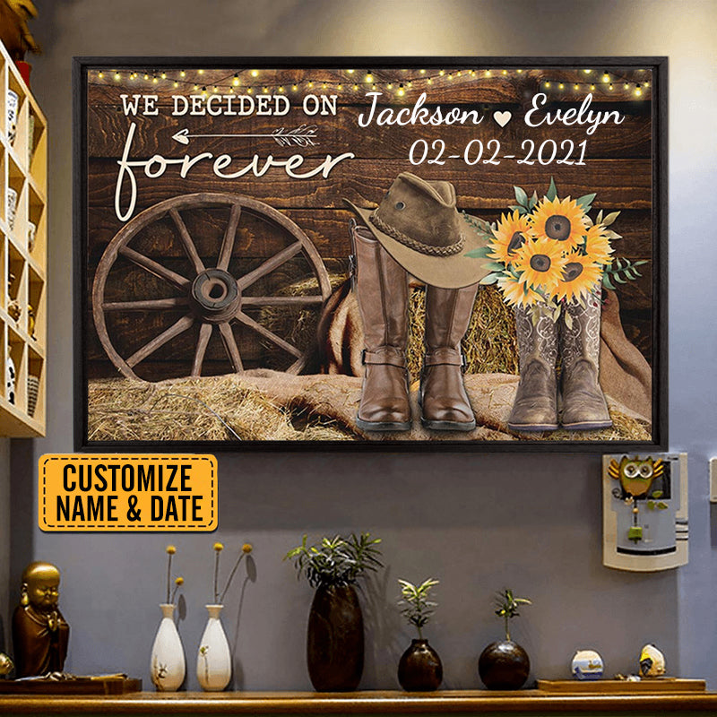 Personalized Wall Art For Couples We Decided On Cowboy Boots Sunflowers