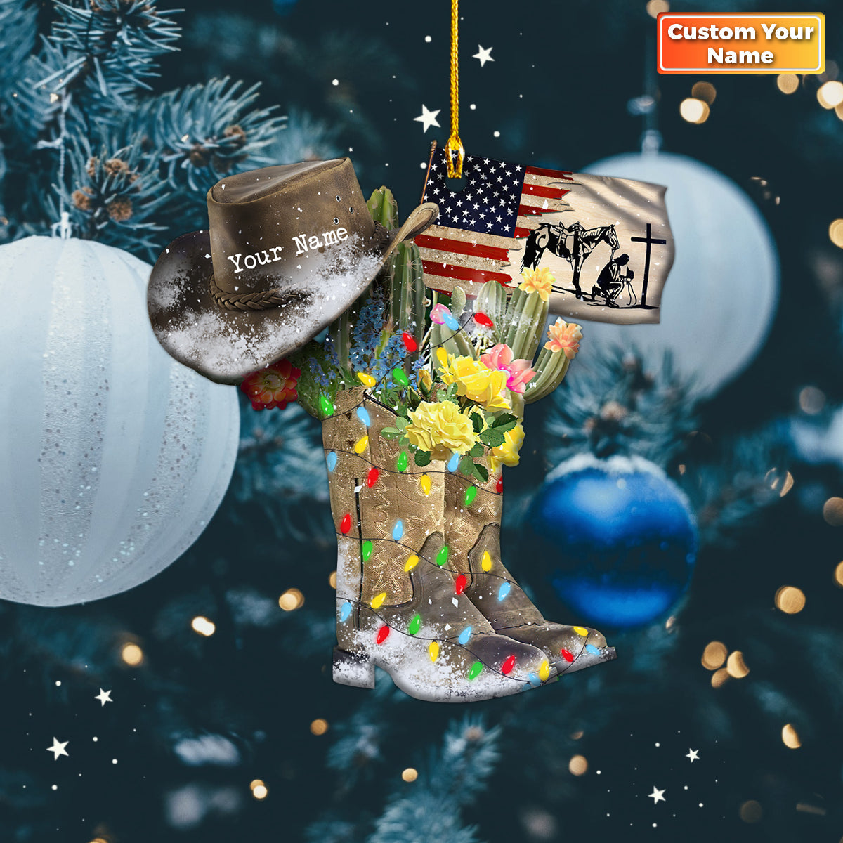 Horse Cowboy Boots Hanging Personalized Shape Ornament