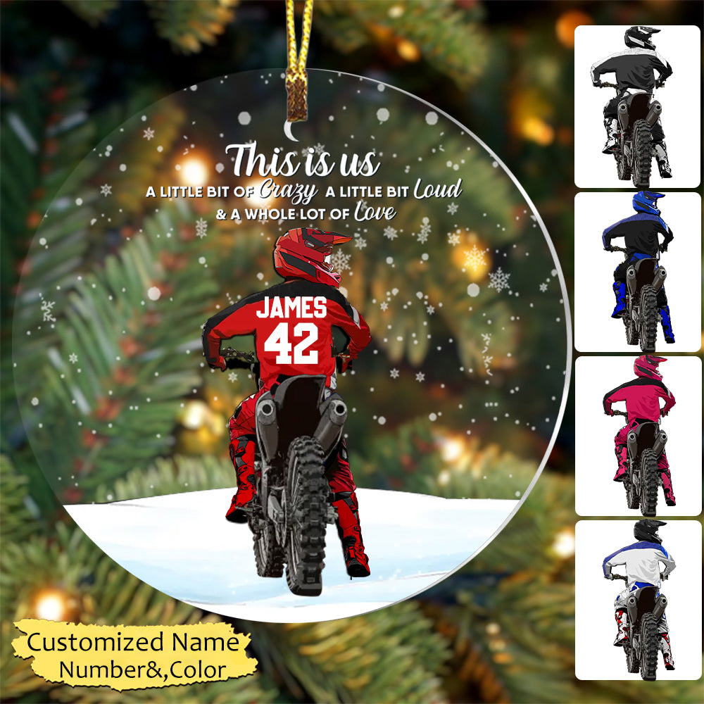Personalized Motocross Acrylic Circle Ornament-Christmas Gift For Son-Life Is Better With Family