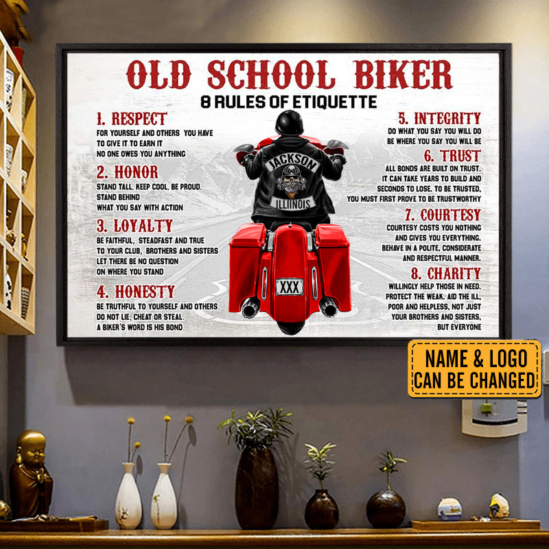 PERSONALIZED OLD SCHOOL BIKER POSTER