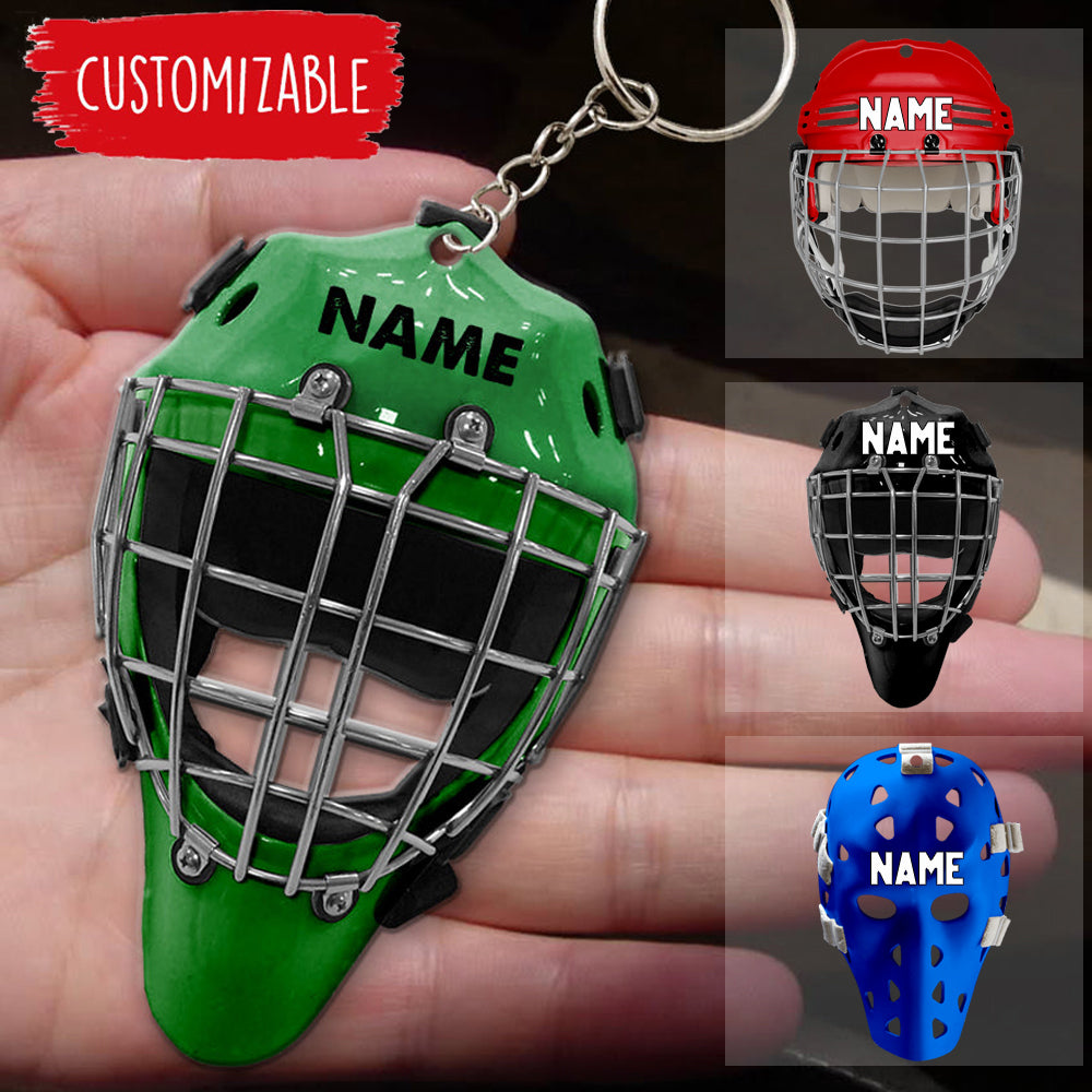 Hockey Helmet - Personalized Keychain - Gift For Hockey Player