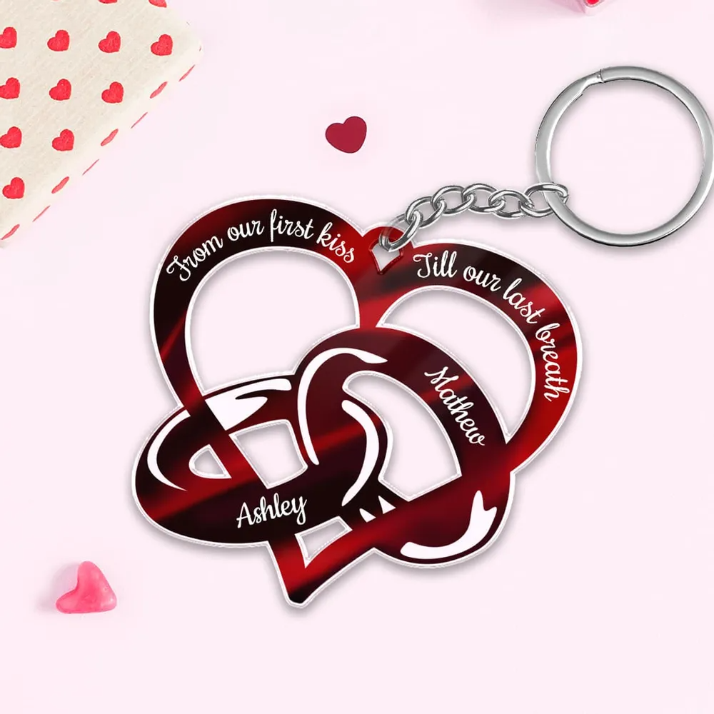 Couple Rings From Our First Kiss Till Our Last Breath Personalized Acrylic Keychain