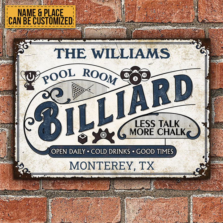 Personalized Billiard Pool Room Custom Classic Metal Signs
