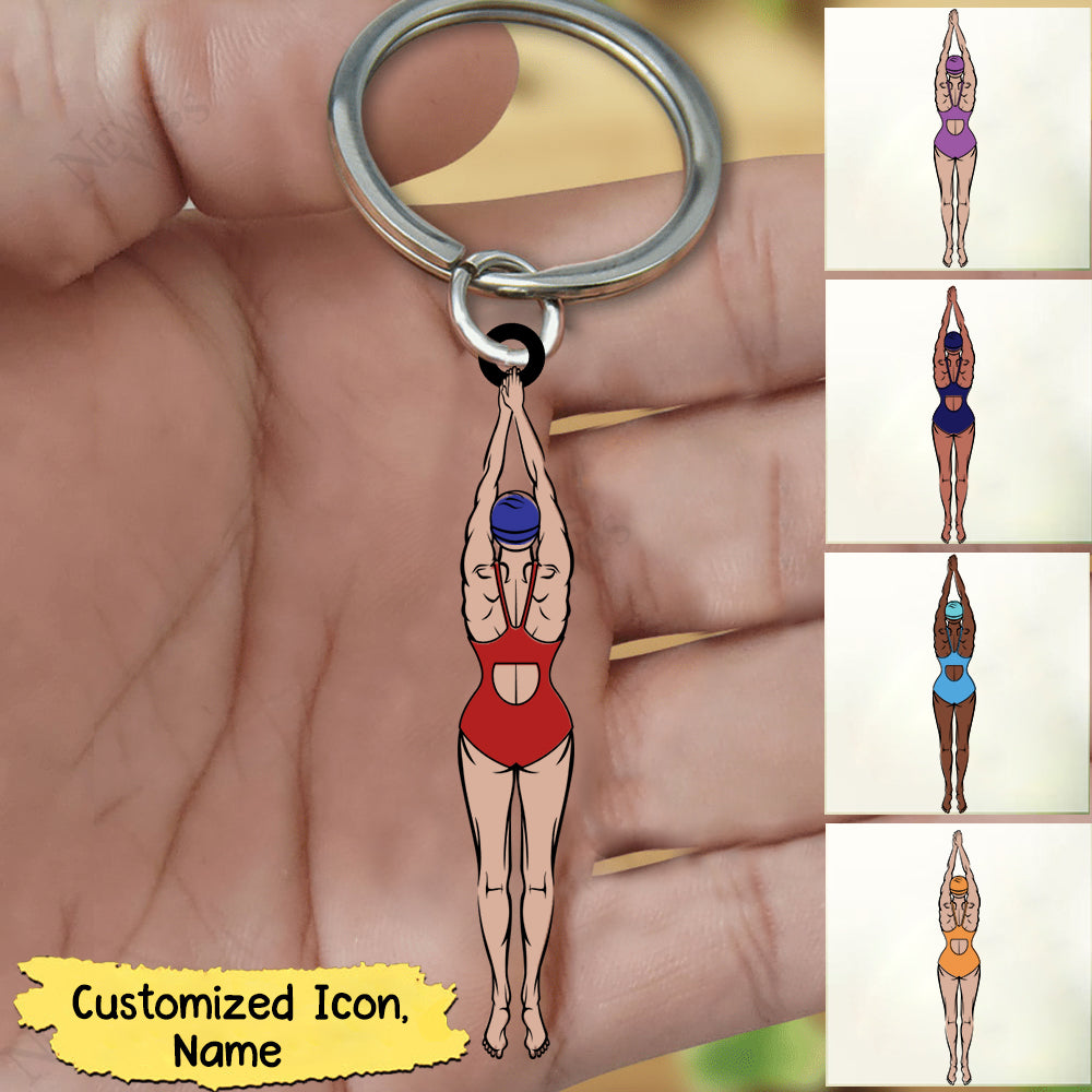 Personalized Swimming Girl Keychain