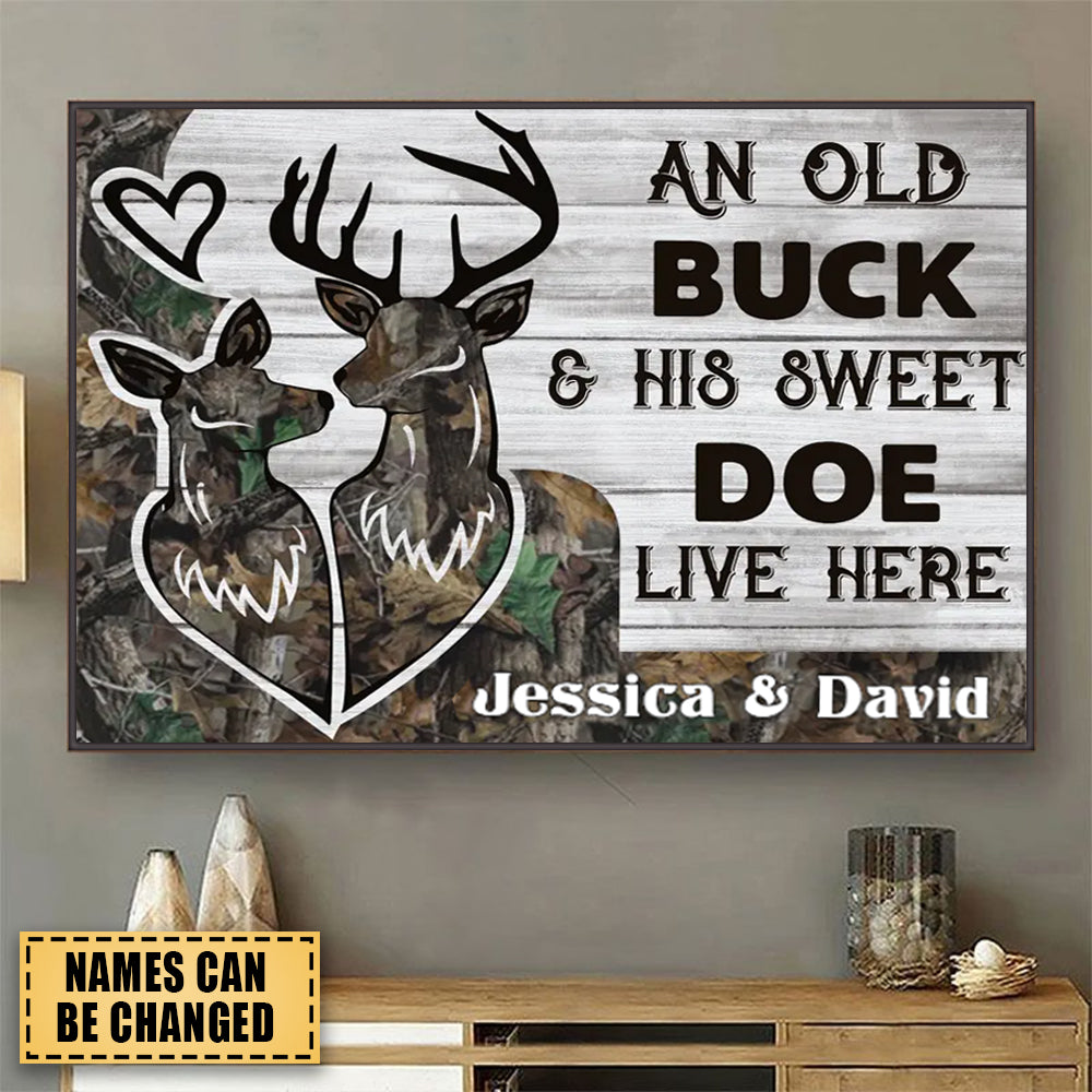 Personalized Hunting Poster - Deer Hunting - An old buck & his sweet doe live here