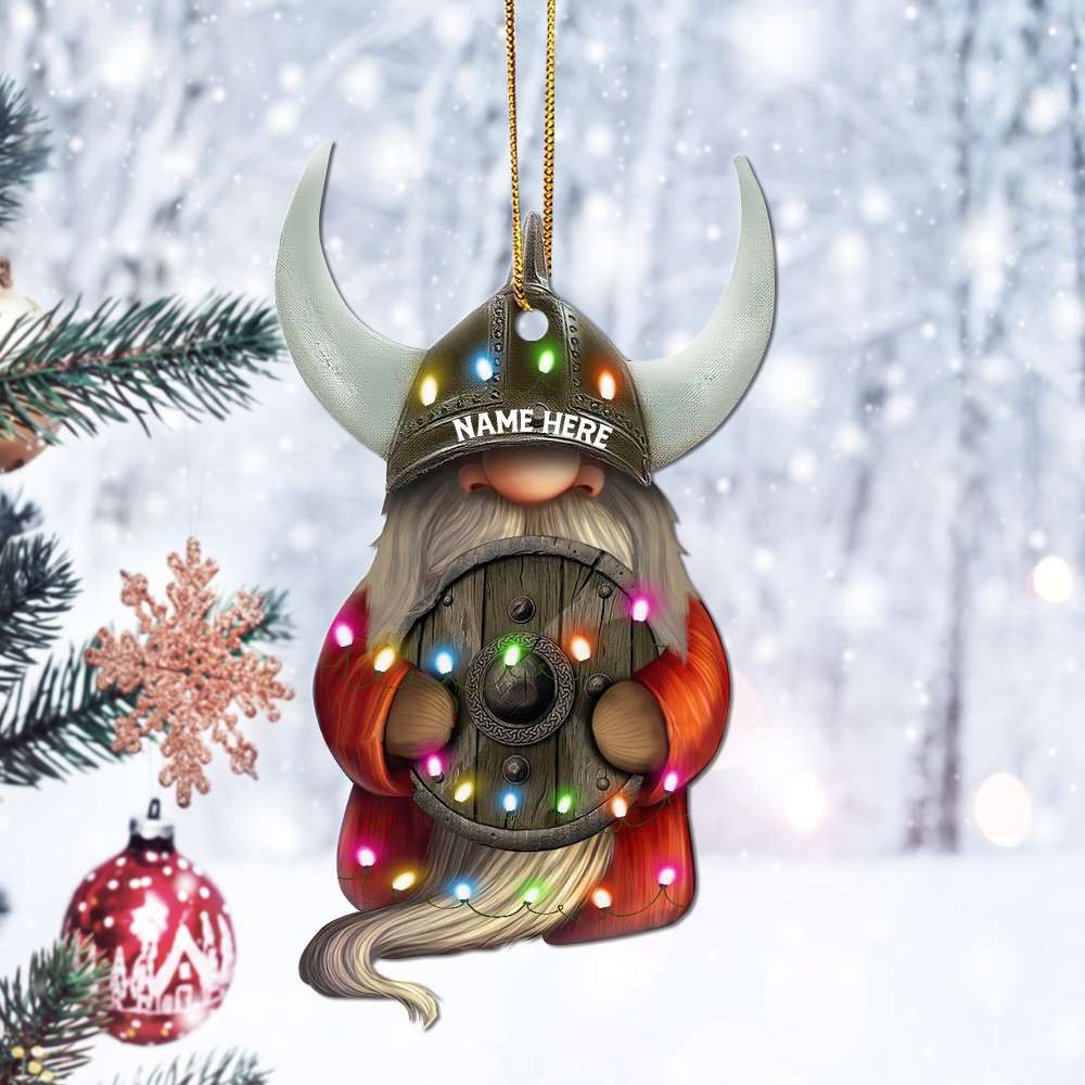 Viking DWARF Couple With Printed Christmas Light - Personalized Christmas Ornament - Gift For Couples