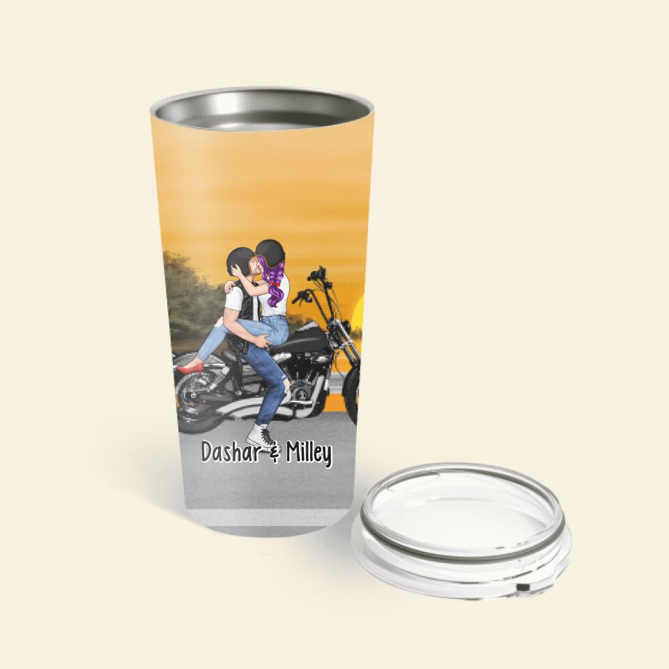 PERSONALIZED RIDING COUPLE TUMBLER- YOU MAKE MY HEART GO BRAAAP
