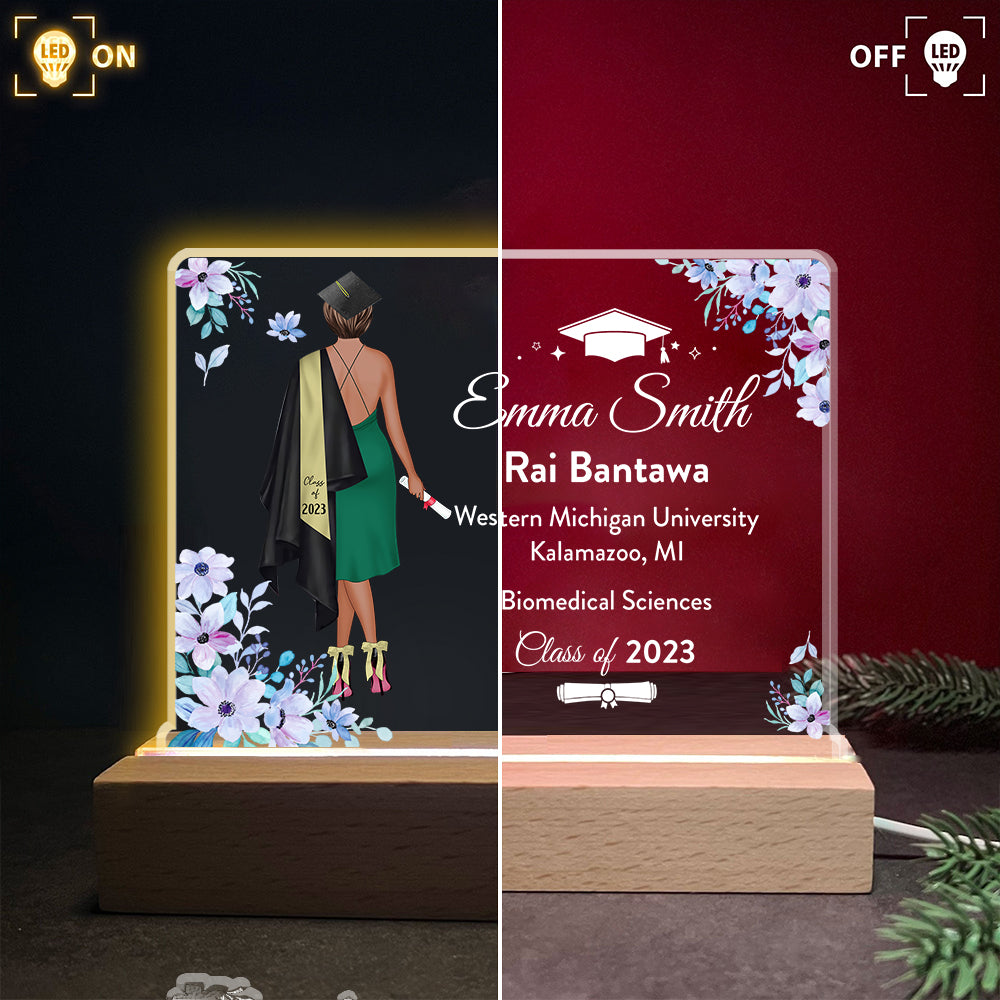 Personalized Graduation 3D Led Light Wooden Graduation Class of 2023 Senior Gift