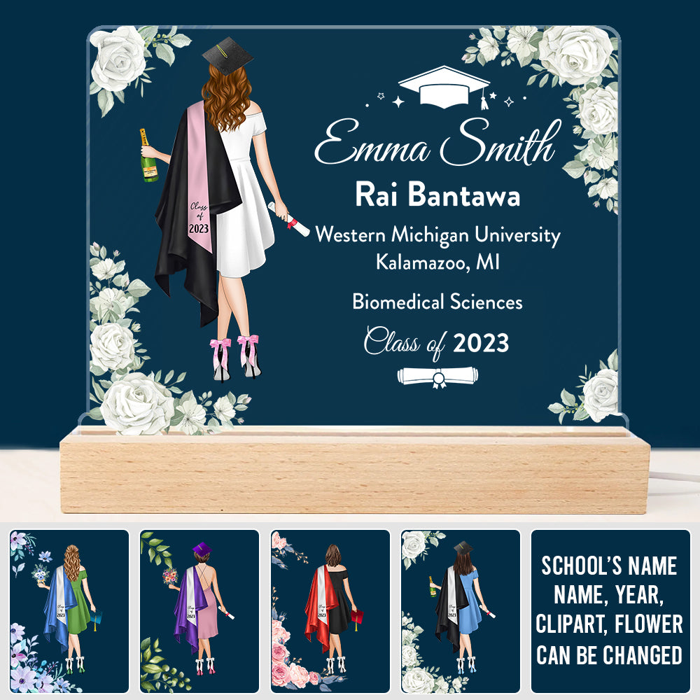 Personalized Graduation 3D Led Light Wooden Graduation Class of 2023 Senior Gift
