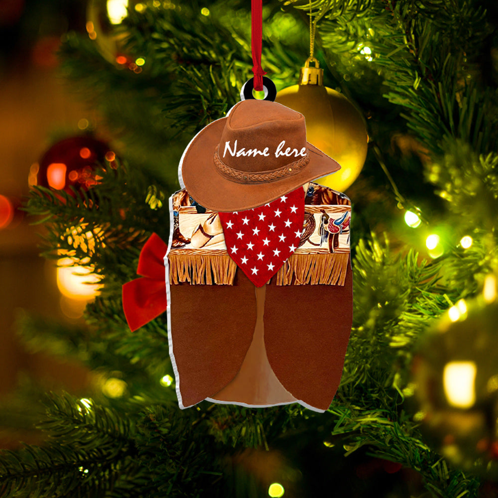 Personalized Cowboy Costume Cowboy Vest Hat Bandana Acrylic Ornament
