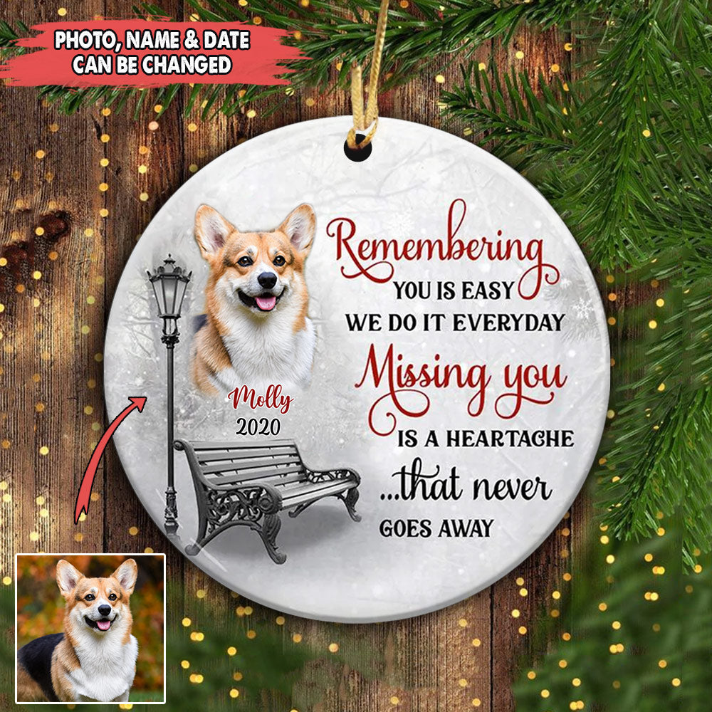 Personalized Dog Memorial Upload Photo Winter Ornament