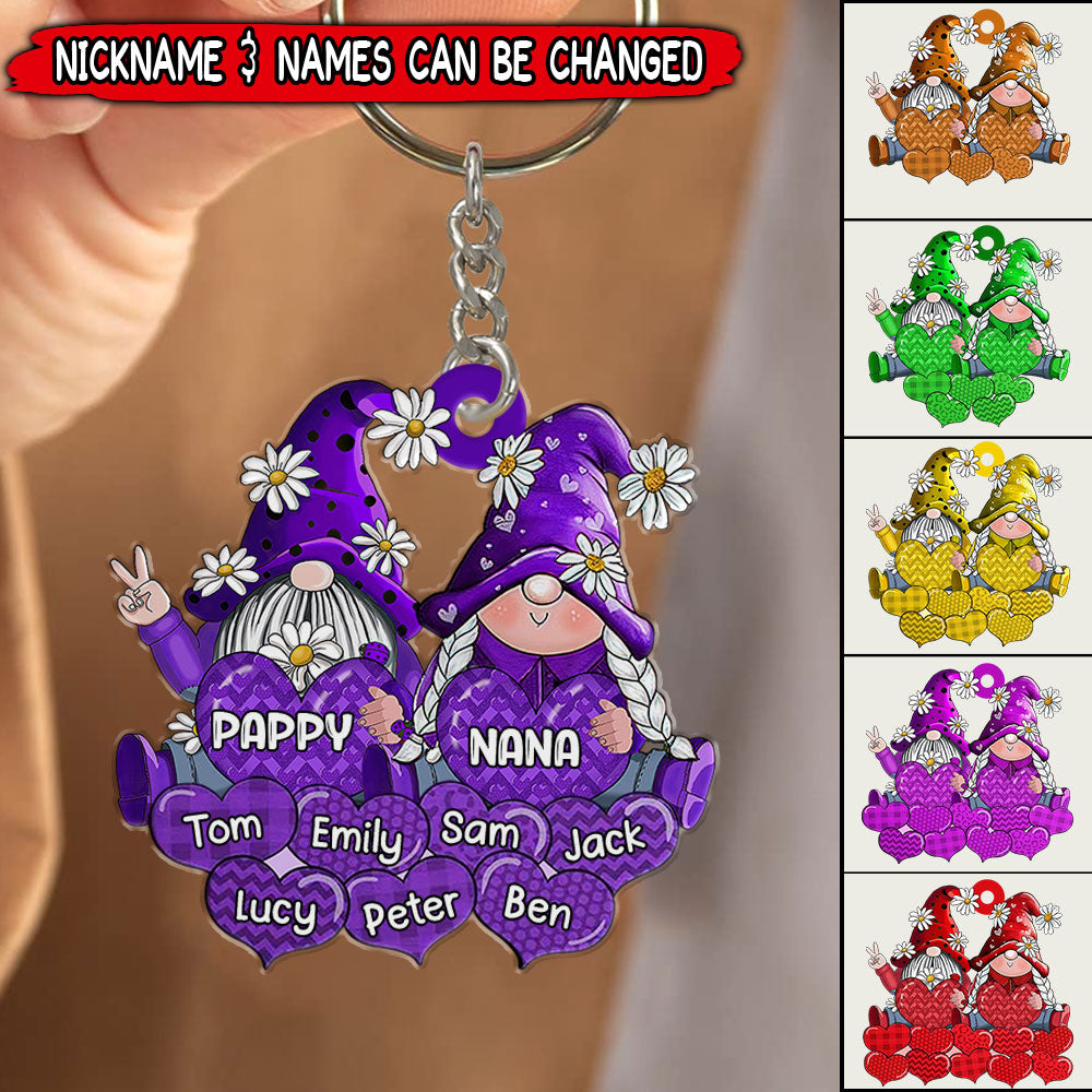Colorful Grandpa- Grandma doll Loves Sweet Heart Kids, Personalized Acrylic Keychain