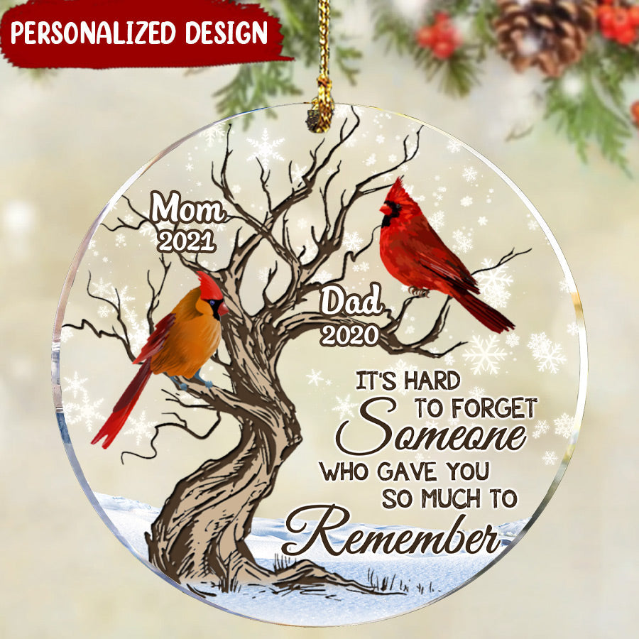 Memorial Cardinal Gift, Hard To Forget Someone Personalized Acrylic Ornament