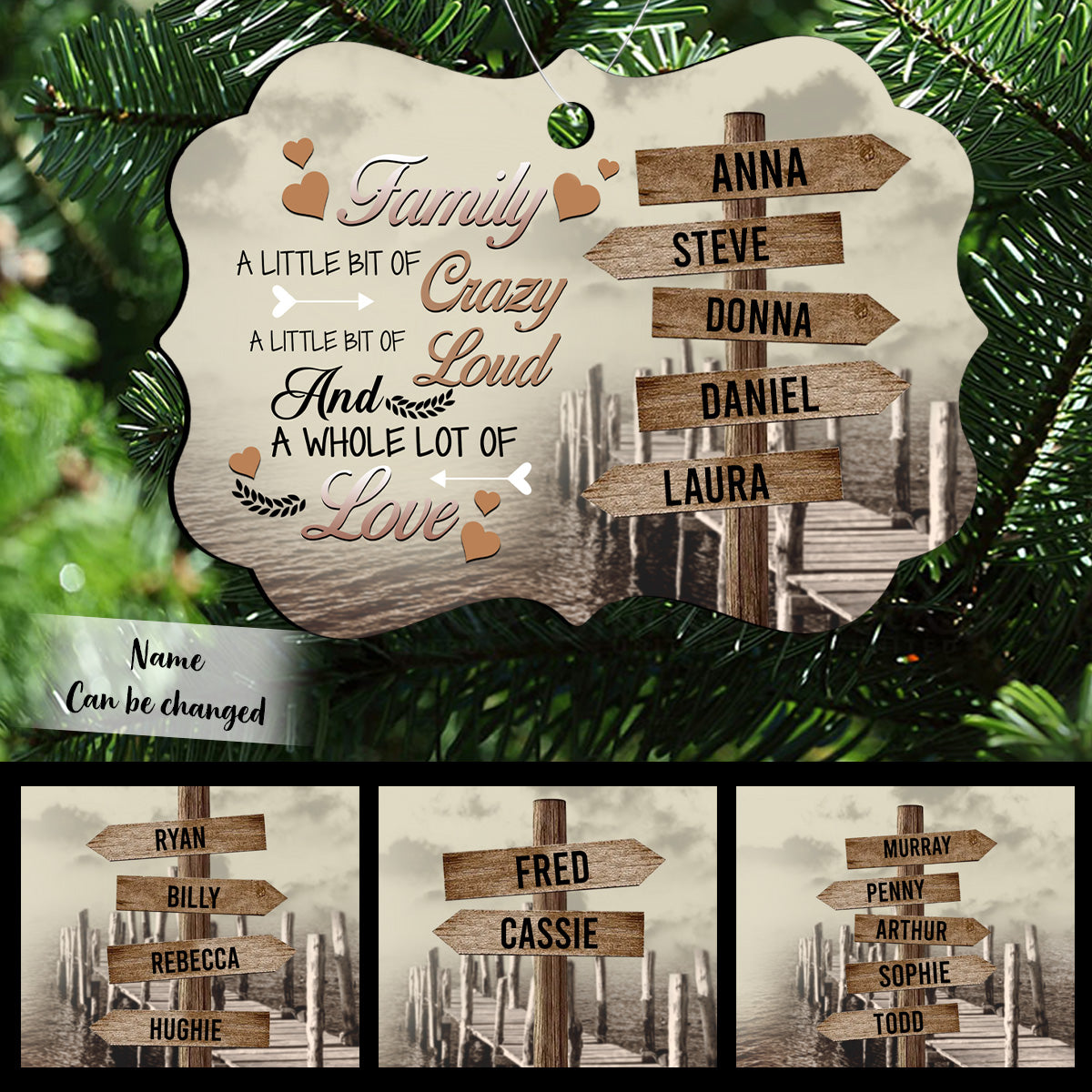 Family Street Sign Custom Name A Little Bit Of Crazy Personalized Acrylic Ornament Gift For Family