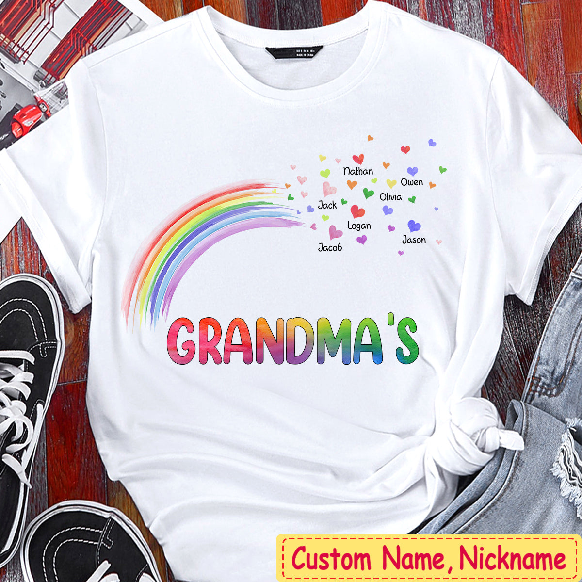Colorful Rainbow Grandma Auntie Mom Little Heart Kids, Perfect Mother's Day Gift Personalized Shirt