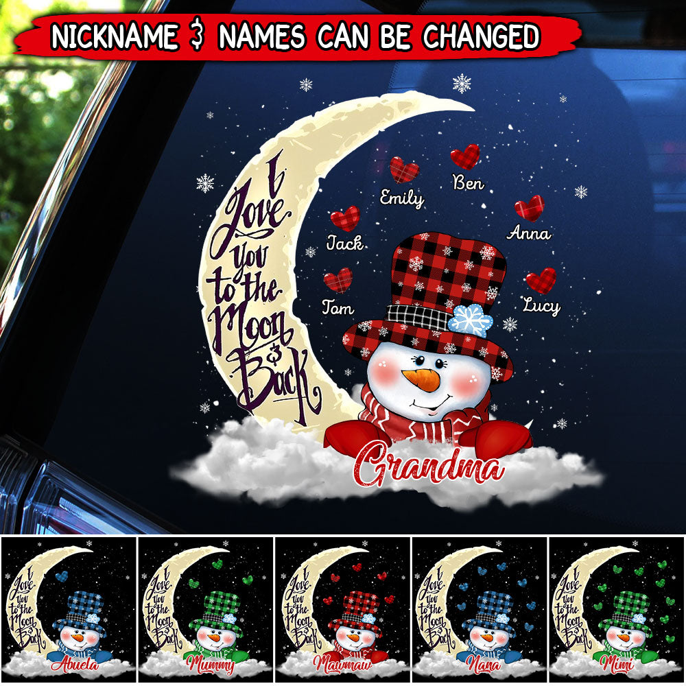 Colorful Snowman Mimi Mom Loves Little Kids To The Moon And Back Personalized Decal