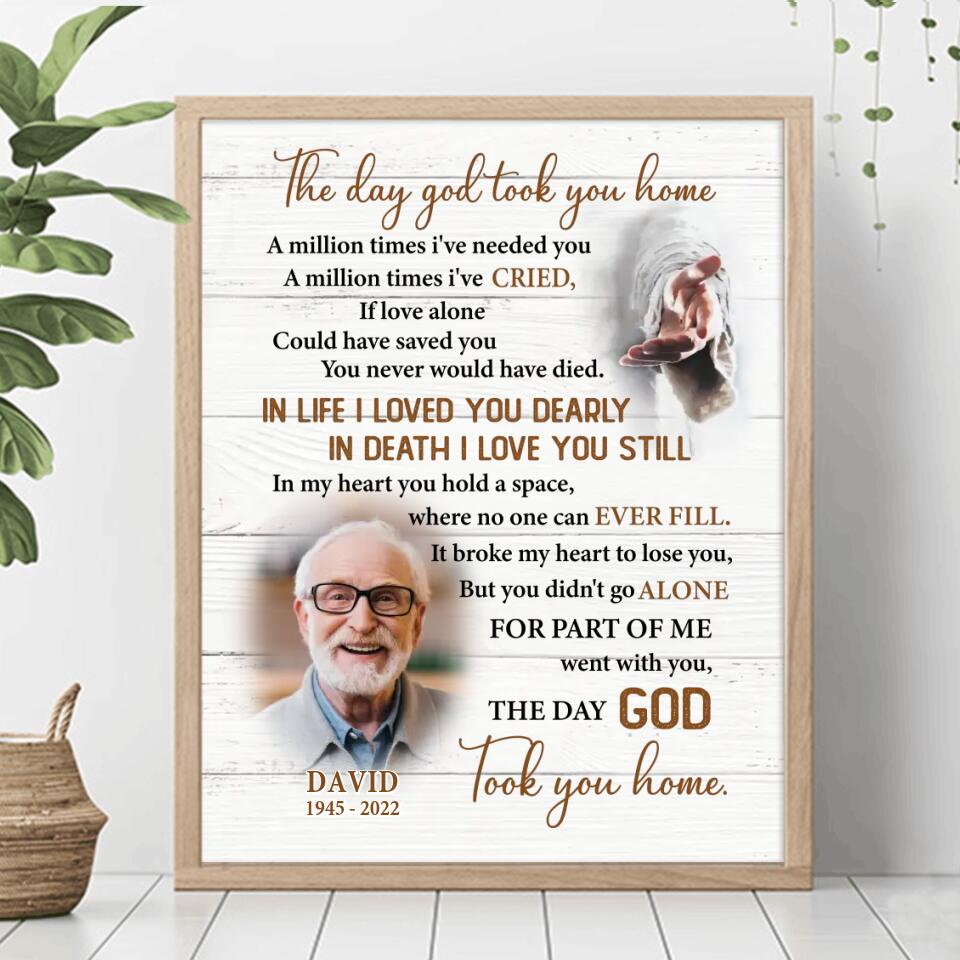 Personalized Memorial Photo Poster-The Day God Took You Home