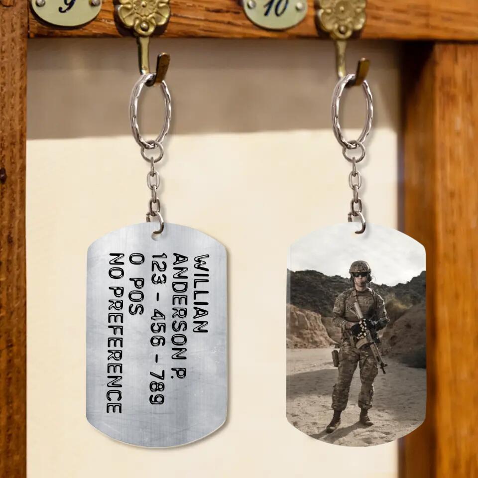 Personalized Veteran Photo Aluminium Keychain - Gift Idea For Veteran