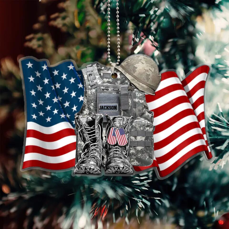 Personalized Veteran Uniform Acrylic Ornament - Gift Idea For Veterans