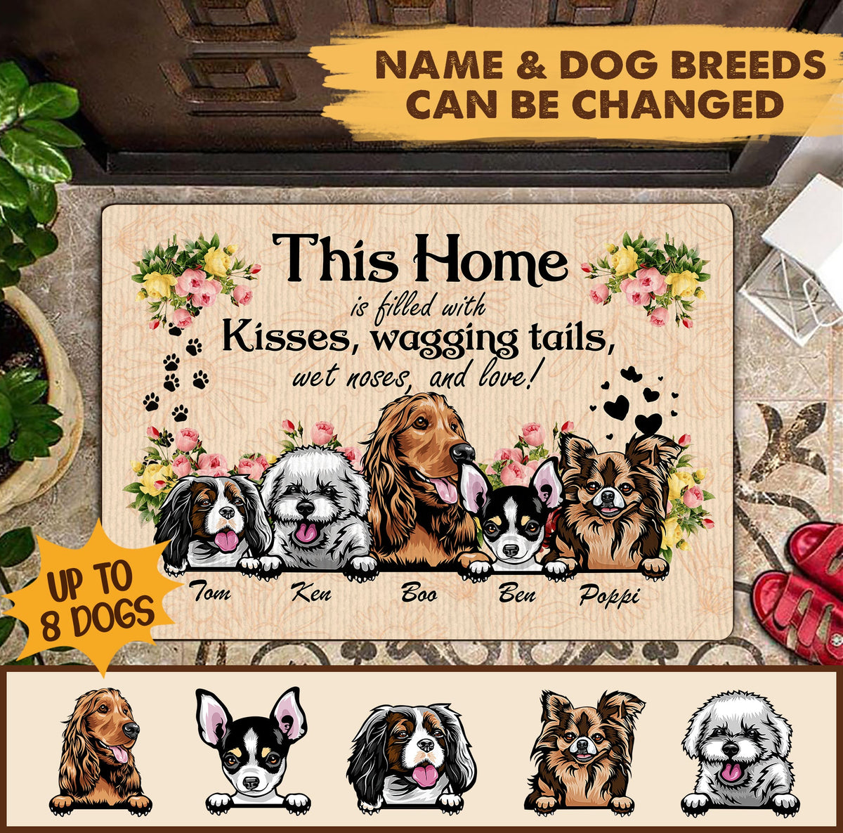 Home Filled With Dogs Personalized Doormat-Gift for Dog Lovers