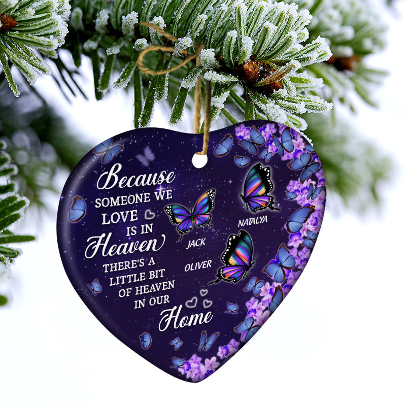 Butterfly The Heaven Sent Kisses Of Angels - Family Memorial Gift - Personalized Custom Heart Ceramic Ornament