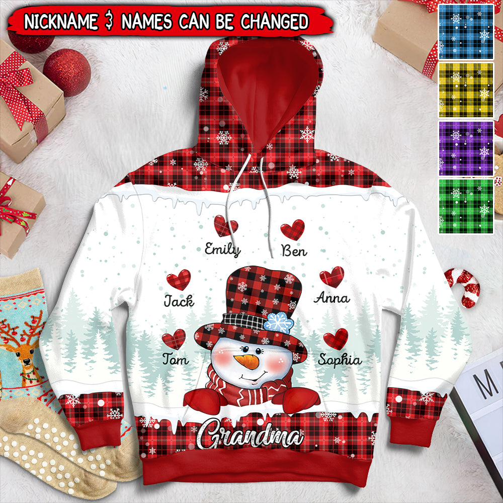 Christmas Snowman Nana Mom Sweet Heart Kids Personalized 3D Hoodie