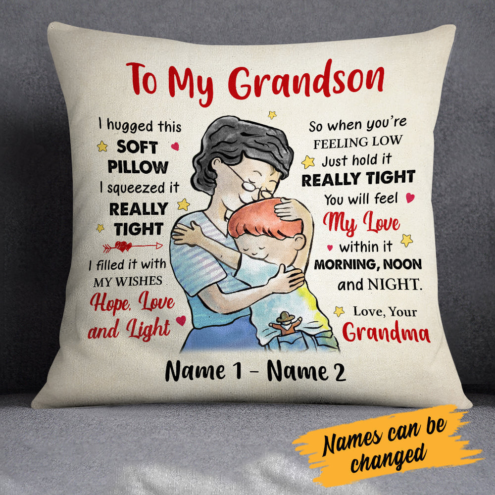 Personalized Grandson Grandma Hug Pillow