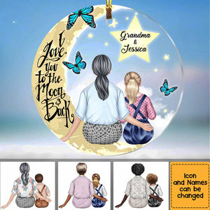 Grandma Love You To The Moon And Back Acrylic Circle Ornament