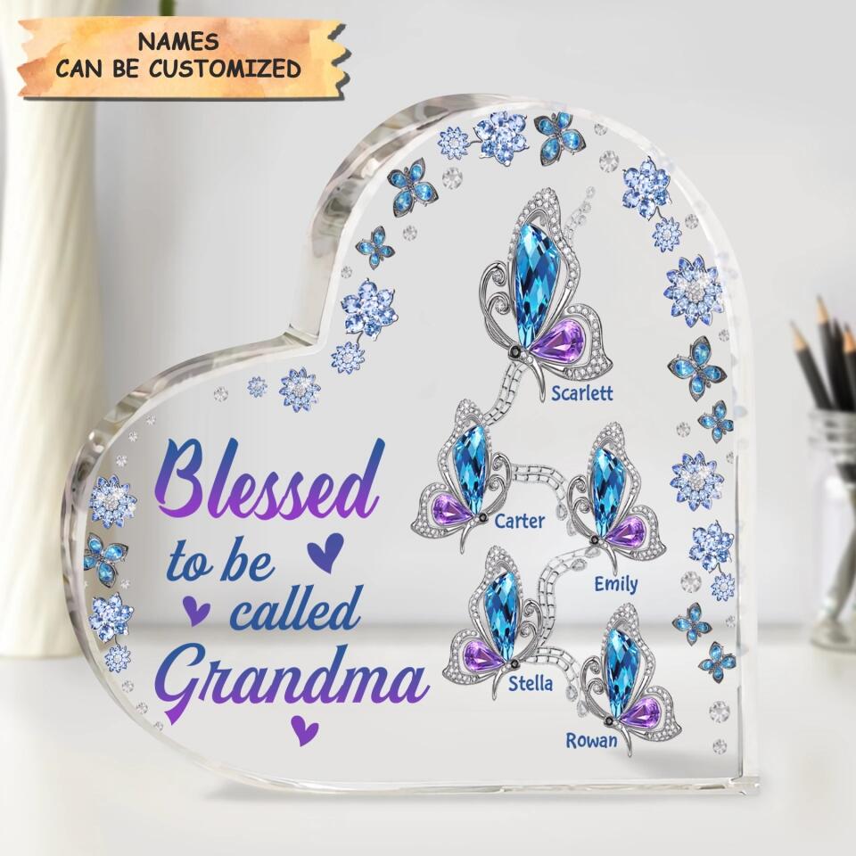 Personalized Heart Shaped Acrylic Plaque  - Blessed To Be Called Grandma