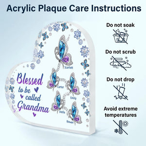 Personalized Heart Shaped Acrylic Plaque  - Blessed To Be Called Grandma
