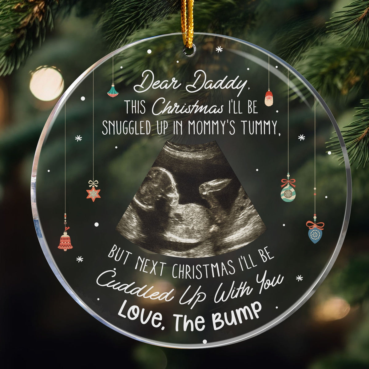 This Christmas Baby Bump To Daddy - Personalized Circle Acrylic Ornament