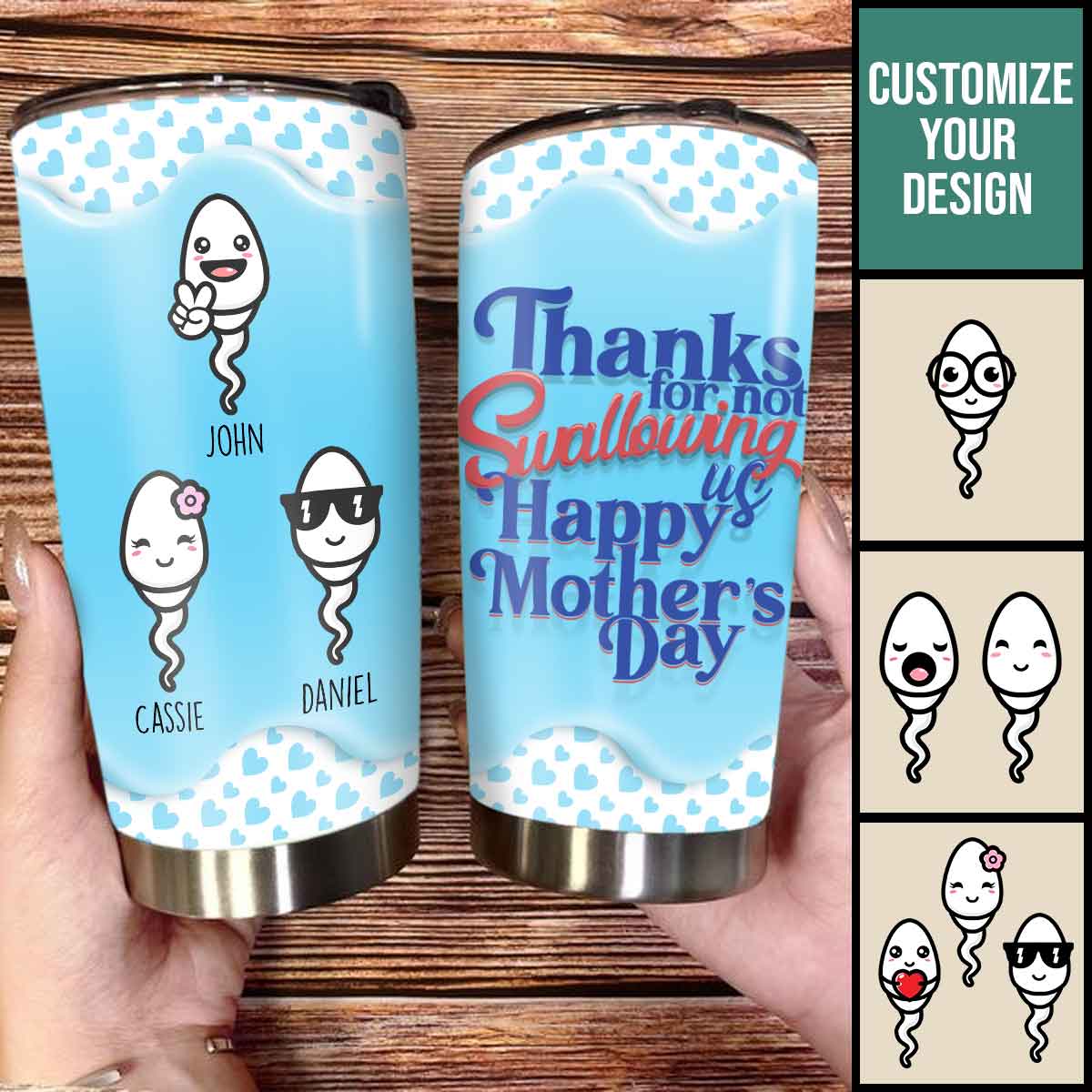Thanks For Not Swallowing Us - Personalized Funny Tumbler For Mom Mother's  Day Gift